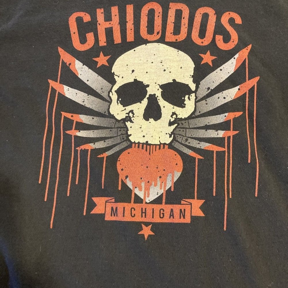 Vtg Chiodos Skull Black Band Shirt Michigan Scene Metal Thrash Medium Rare